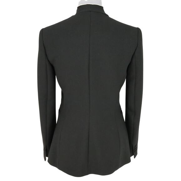 Zara Basic Jacket Womens Small Black White Trim Ruffle Front Lined Open Pockets - Picture 2 of 16